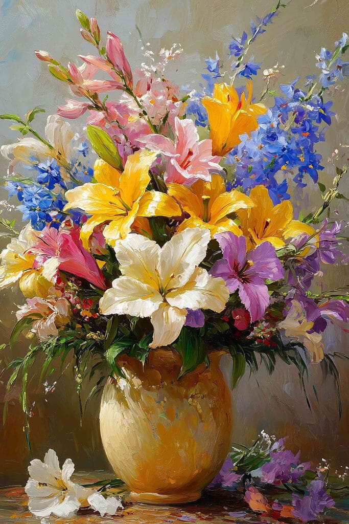 Painting of flowers in a vase Painting of flowers in a vase