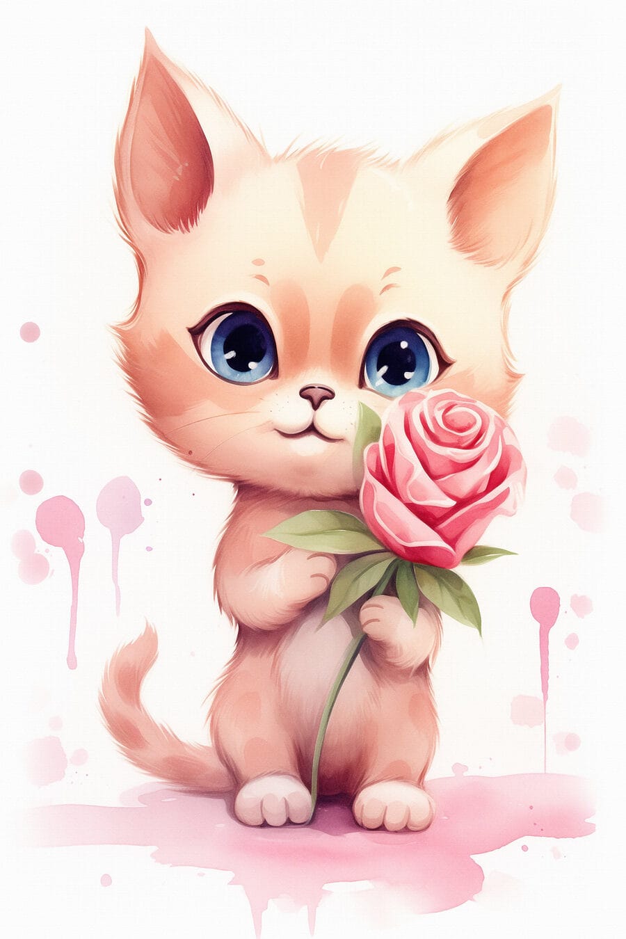 Chat tenant une fleur