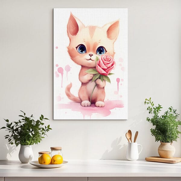 Chat tenant une fleur Chat tenant une fleur