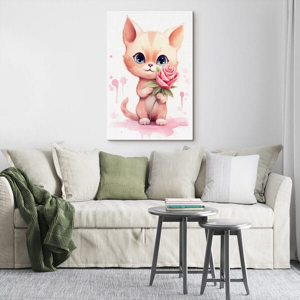 Chat tenant une fleur Chat tenant une fleur
