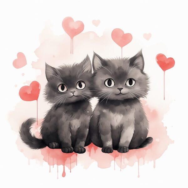 Deux chats assis l'un à côté de l'autre Deux chats assis l'un à côté de l'autre