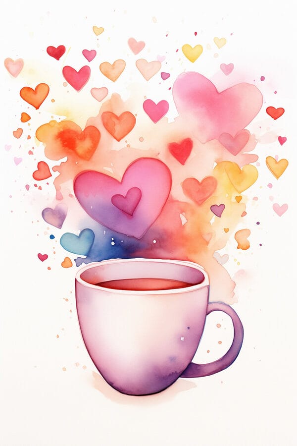 Tasse de thé avec des cœurs Tasse de thé avec des cœurs