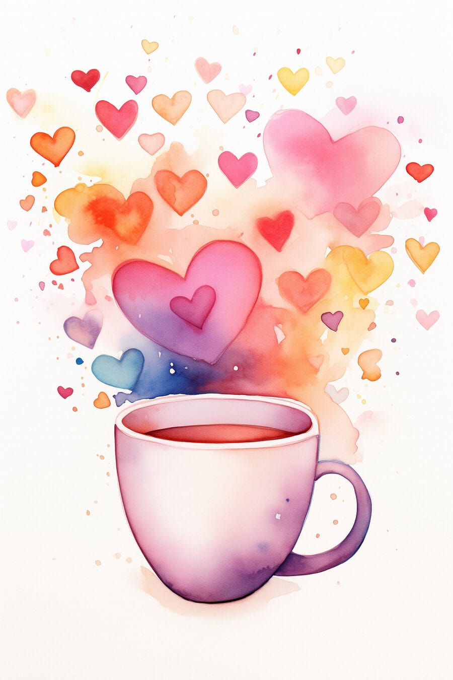 Tasse de thé avec des cœurs