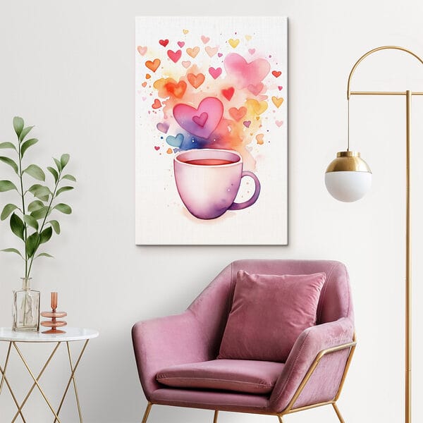 Tasse de thé avec des cœurs Tasse de thé avec des cœurs