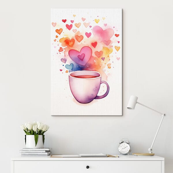 Tasse de thé avec des cœurs Tasse de thé avec des cœurs