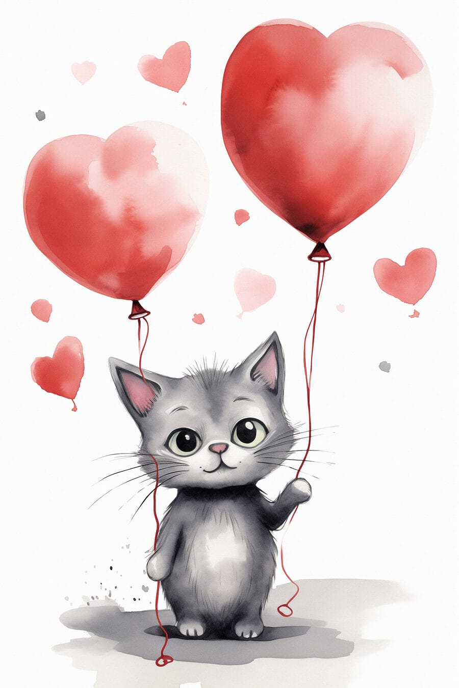 Chat tenant des ballons