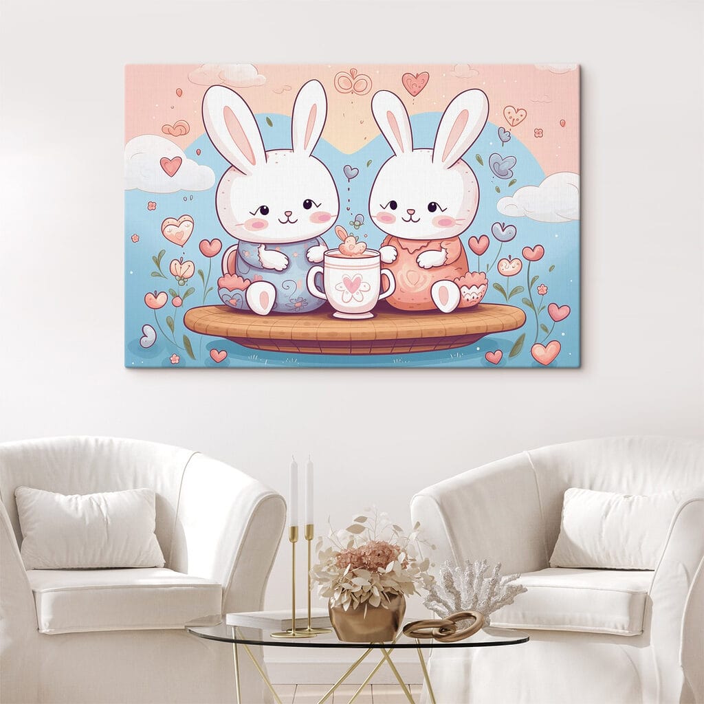 Couple de lapins assis sur un plateau avec une tasse de thé s42873pig402m 1024x1024 - Couple de lapins assis sur un plateau avec une tasse de thé
