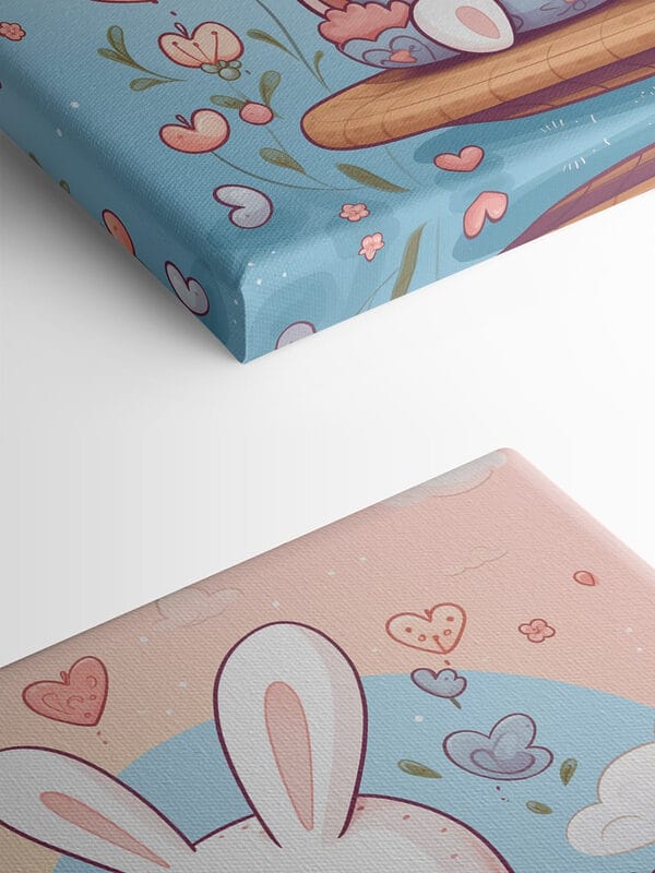 Couple de lapins assis sur un plateau avec une tasse de thé s42873pmlfn 600x800 - Couple de lapins assis sur un plateau avec une tasse de thé
