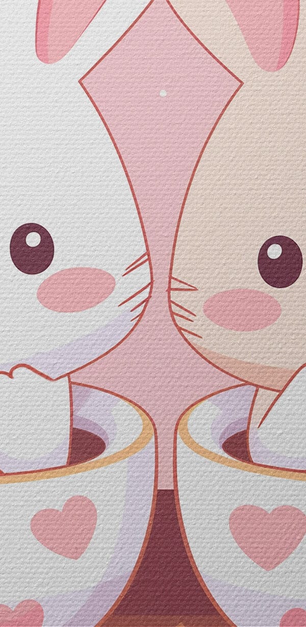 Deux lapins de bande dessinée dans des tasses de thé Deux lapins de bande dessinée dans des tasses de thé