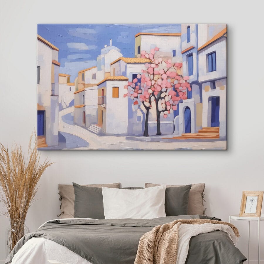 Peinture d'un arbre devant un bâtiment Peinture d'un arbre devant un bâtiment