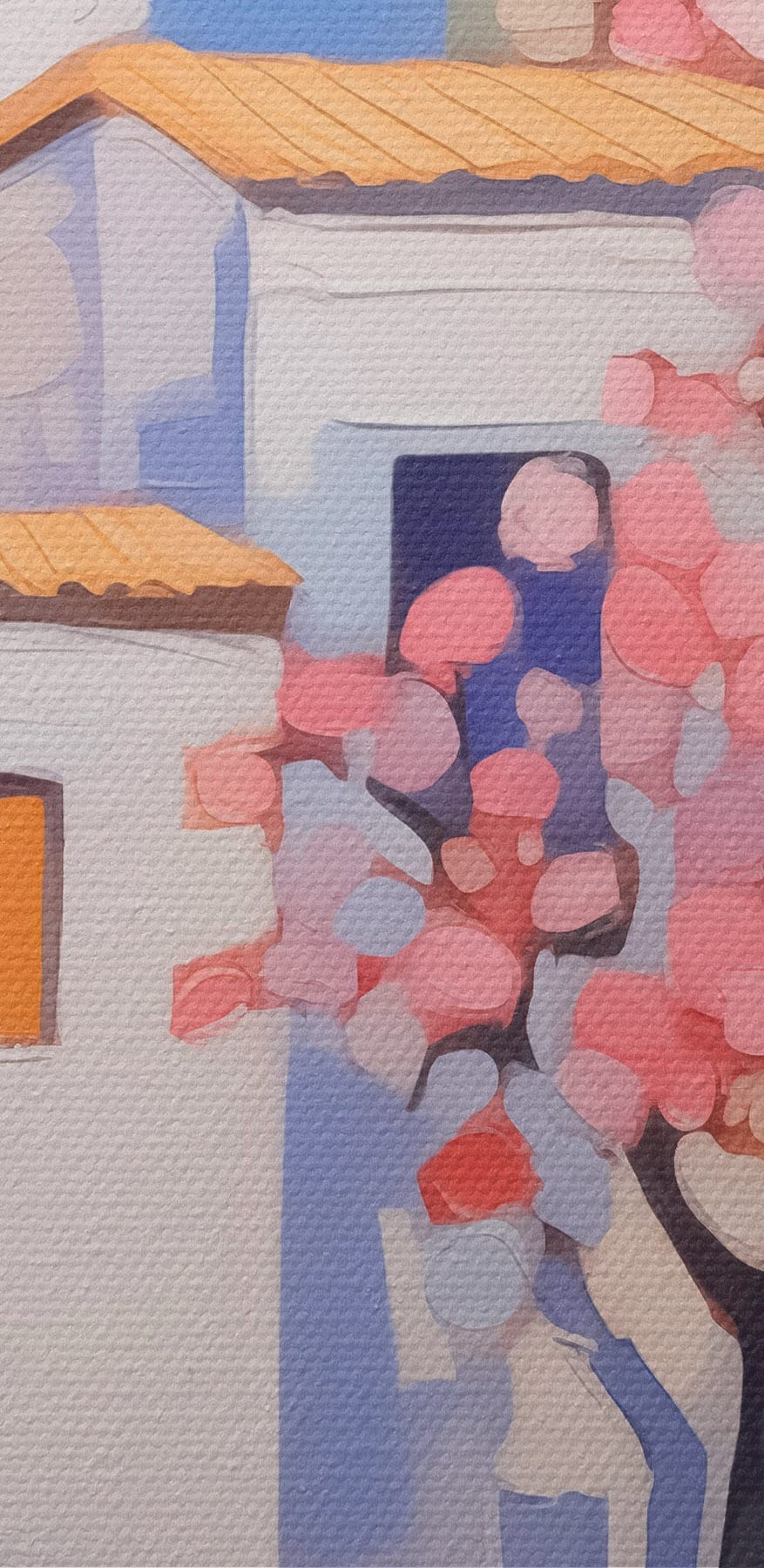 Peinture d'un arbre devant un bâtiment Peinture d'un arbre devant un bâtiment