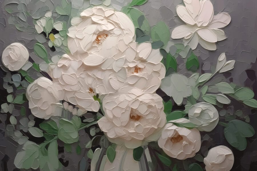Peinture de fleurs blanches