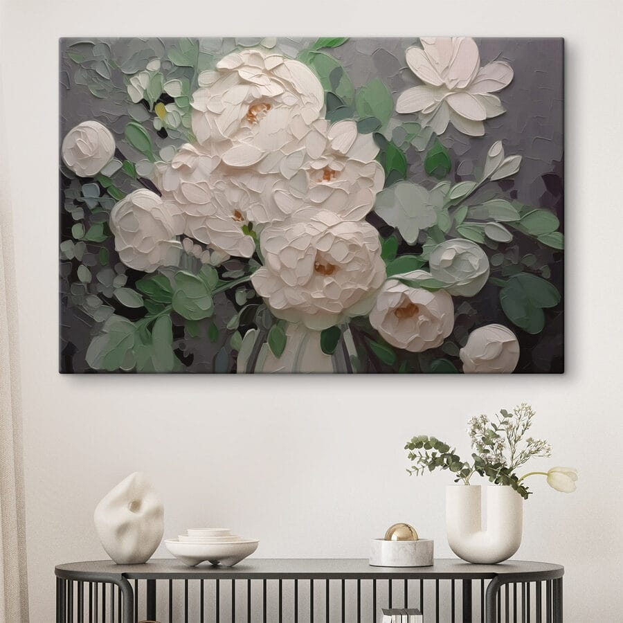 Peinture de fleurs blanches