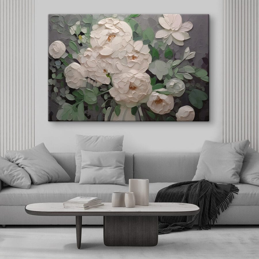 Peinture de fleurs blanches