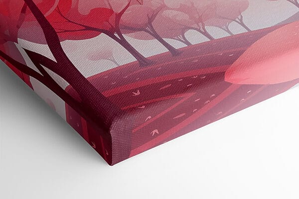 Arbres roses avec des cœurs volant dans le ciel Arbres roses avec des cœurs volant dans le ciel
