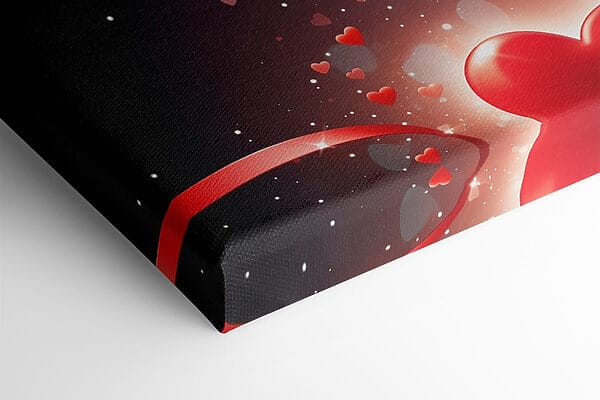 Deux cœurs avec des rubans rouges et des lumières Deux cœurs avec des rubans rouges et des lumières