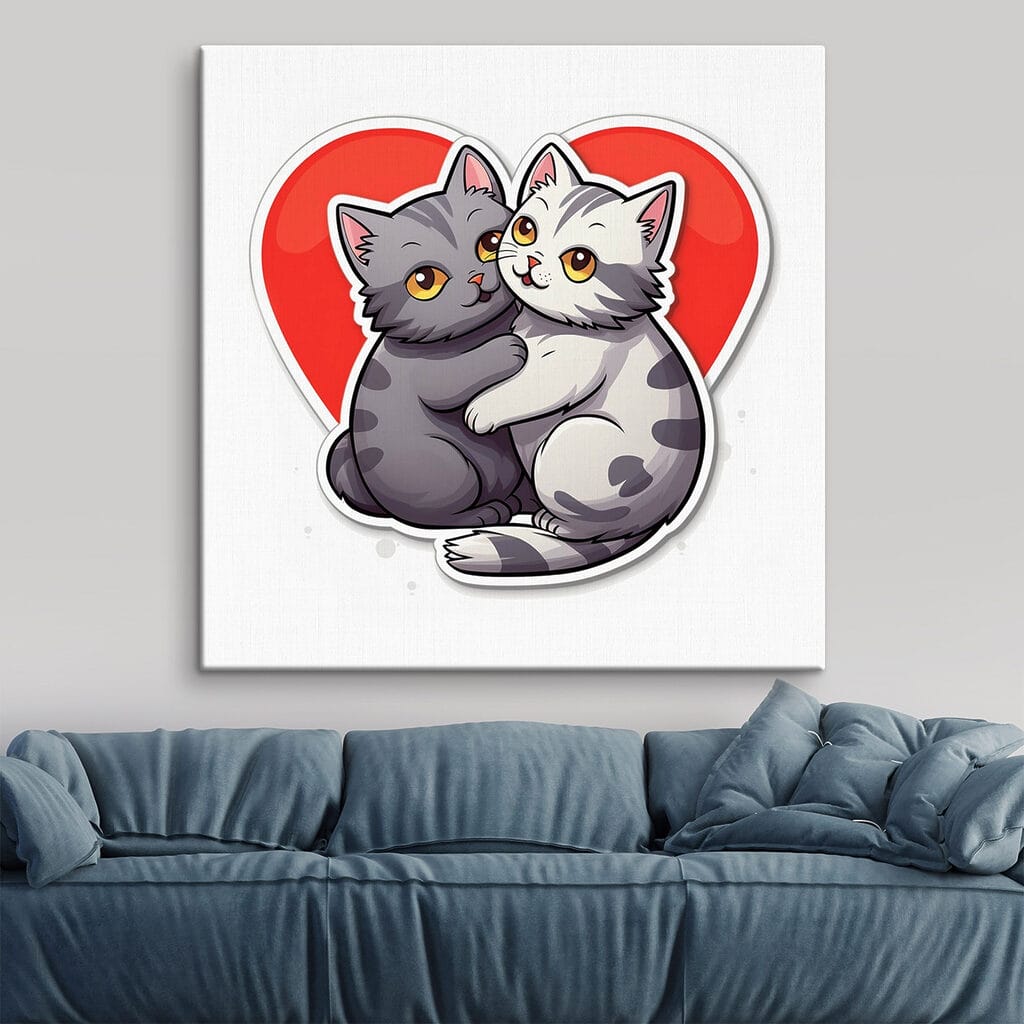 Sticker of two cats hugging Sticker of two cats hugging
