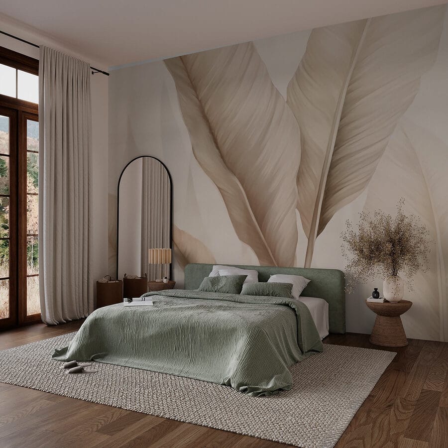 Feuilles douces sur fond de lumière tamisée