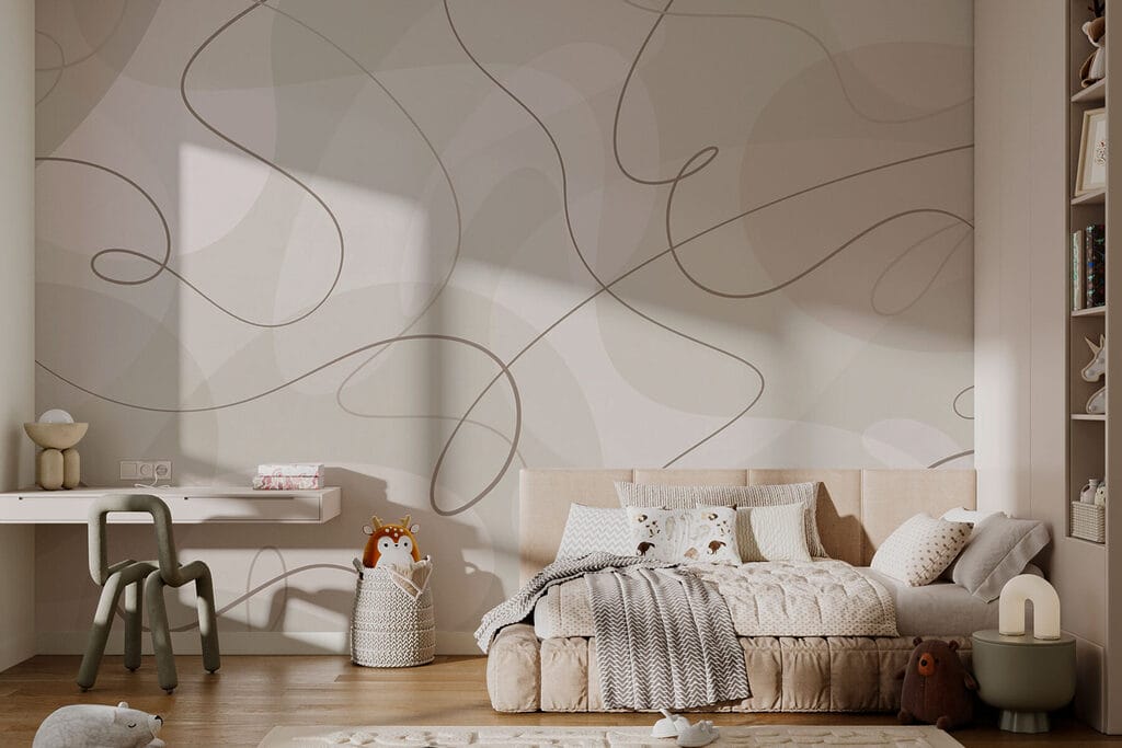 White and brown swirls on a white background