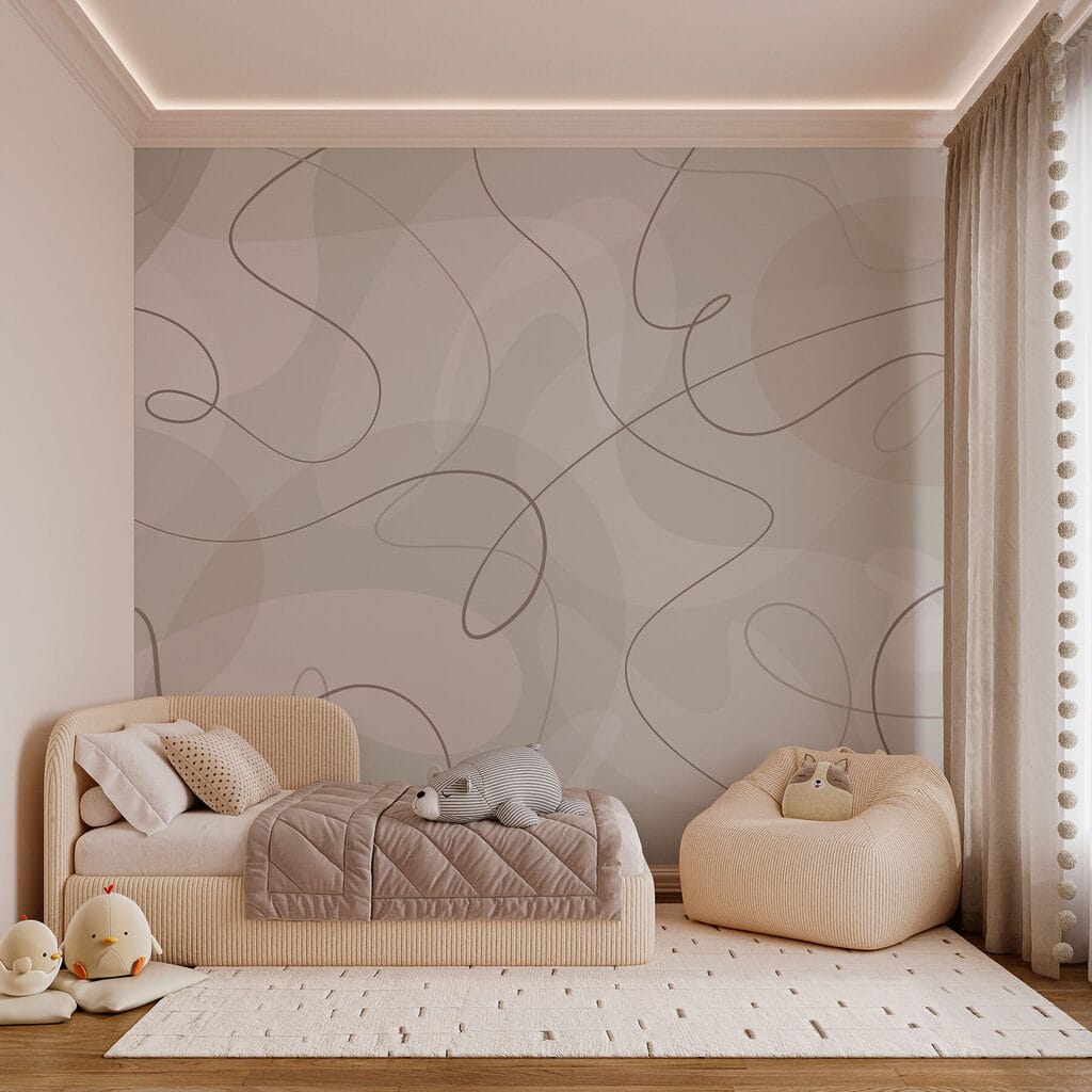 White and brown swirls on a white background