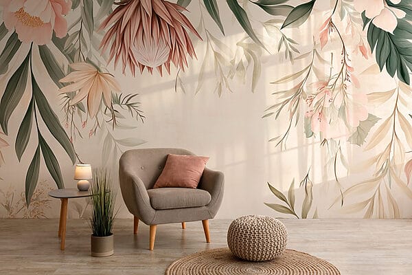 Bordure florale avec feuilles et fleurs w03019pig59mr 600x400 - Bordure florale avec feuilles et fleurs