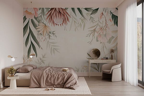 Bordure florale avec feuilles et fleurs w03019pib2r 600x400 - Bordure florale avec feuilles et fleurs