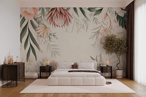 Bordure florale avec feuilles et fleurs w03019pib4r 600x400 - Bordure florale avec feuilles et fleurs