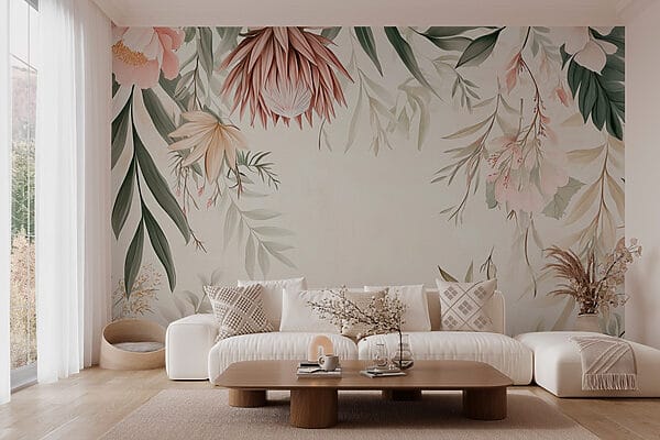 Bordure florale avec feuilles et fleurs w03019pig2r 600x400 - Bordure florale avec feuilles et fleurs