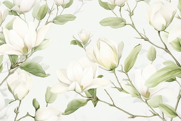 Fleurs blanches avec feuilles vertes Fleurs blanches avec feuilles vertes