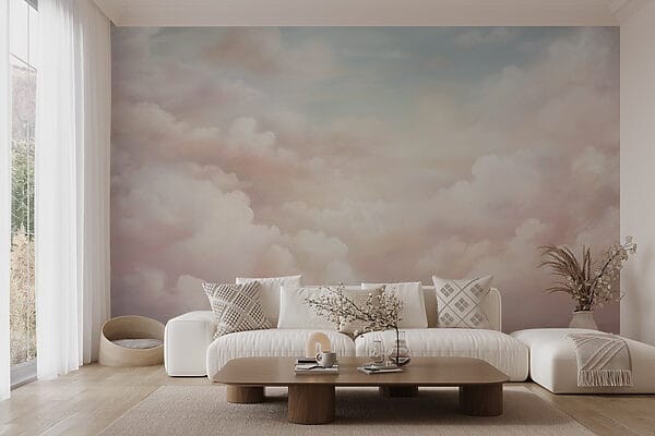Ciel rose et bleu avec nuages Papier peint Ciel rose et bleu avec nuages