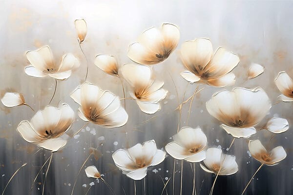 Peinture de fleurs sur fond gris Peinture de fleurs sur fond gris