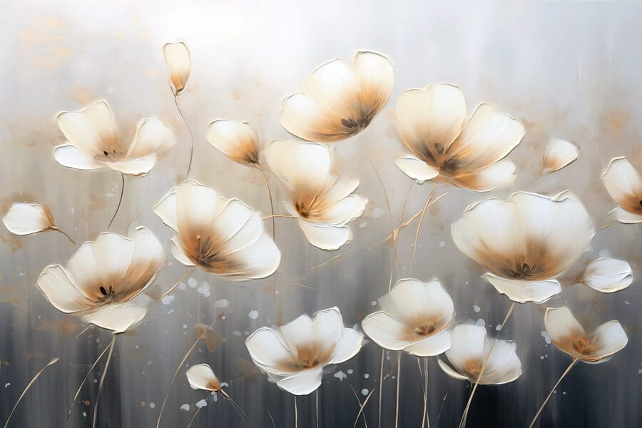 Peinture de fleurs sur fond gris