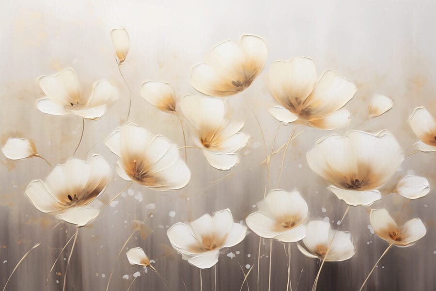 Papier peint Peinture de fleurs sur fond blanc – Image 6