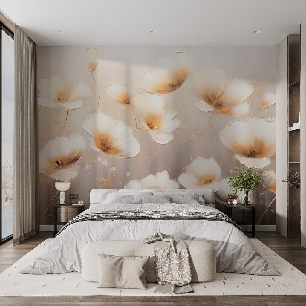 Painting of flowers on a white background Painting of flowers on a white background