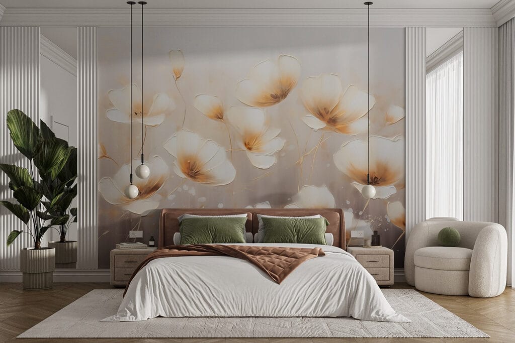 Painting of flowers on a white background Painting of flowers on a white background