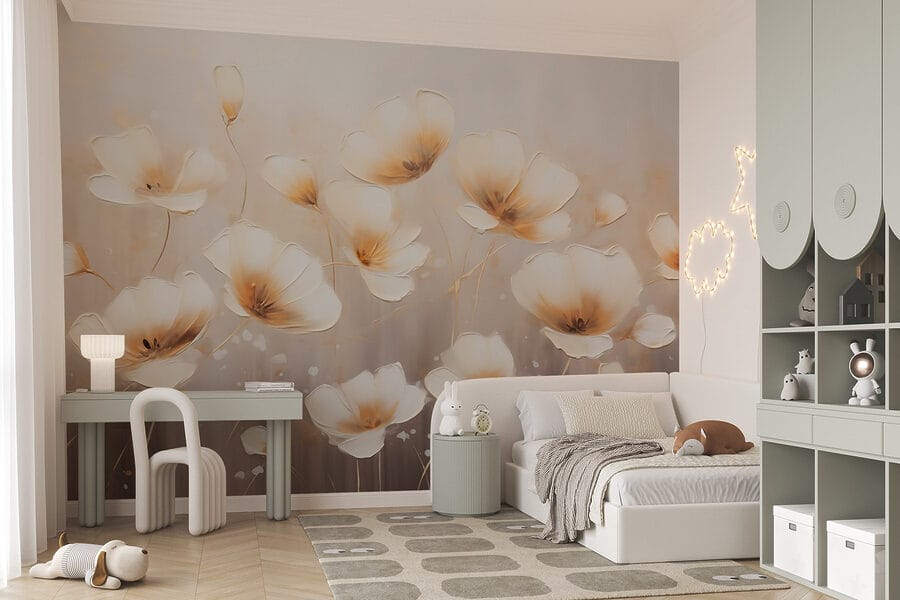 Papier peint Peinture de fleurs sur fond blanc – Image 5