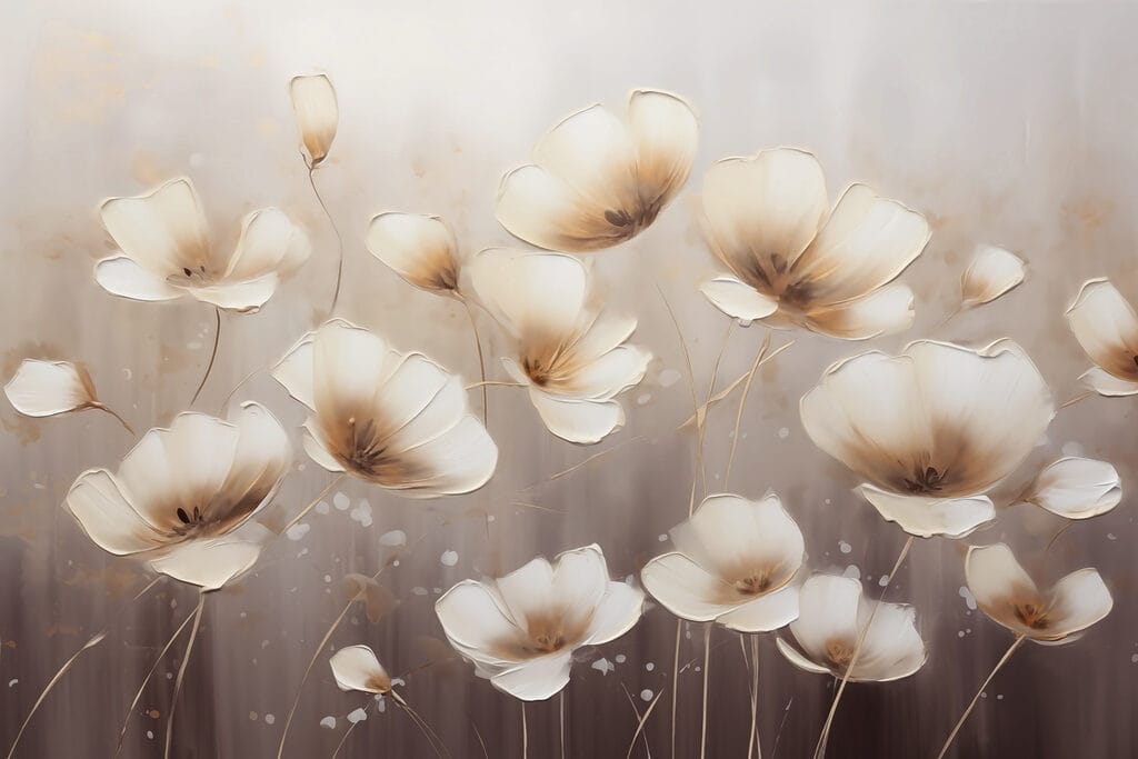 Peinture de fleurs sur fond blanc Peinture de fleurs sur fond blanc