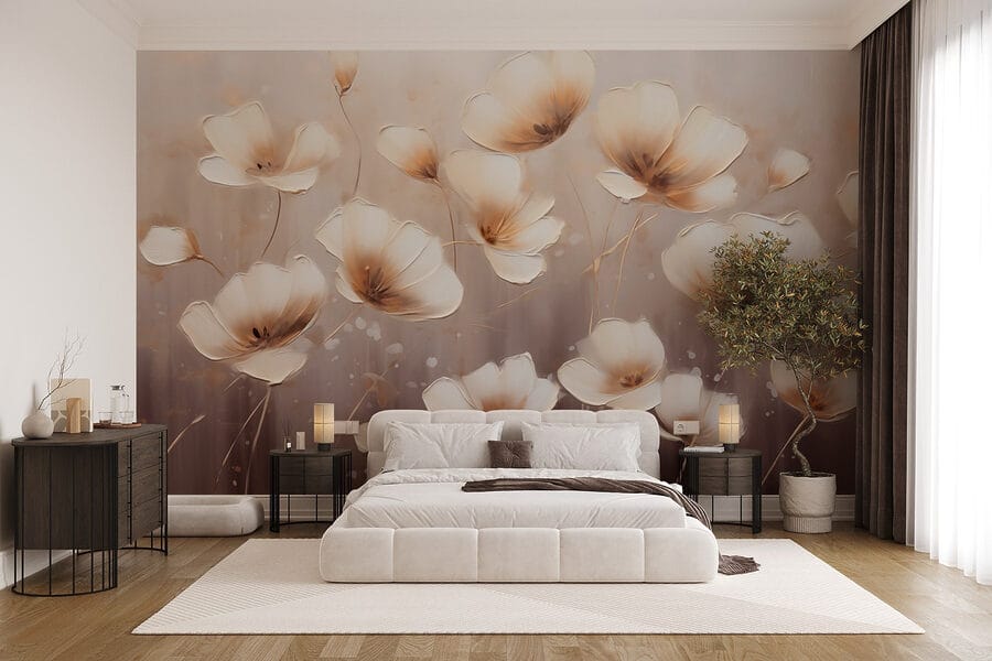 Peinture de fleurs sur fond blanc