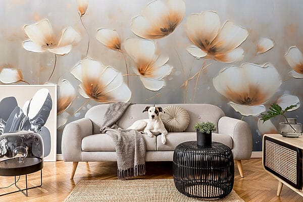 Peinture de fleurs sur fond gris Peinture de fleurs sur fond gris