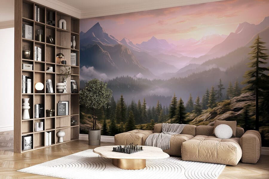 Papier peint Paysage de montagnes et d'arbres – Image 4