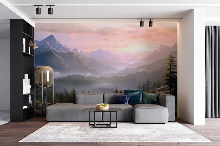 Papier peint Paysage de montagnes et d'arbres – Image 5