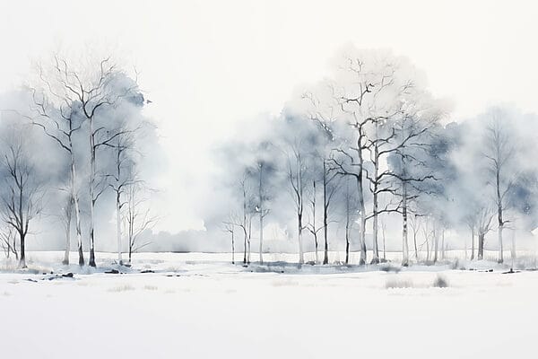 Groupe d'arbres dans un champ enneigé Groupe d'arbres dans un champ enneigé