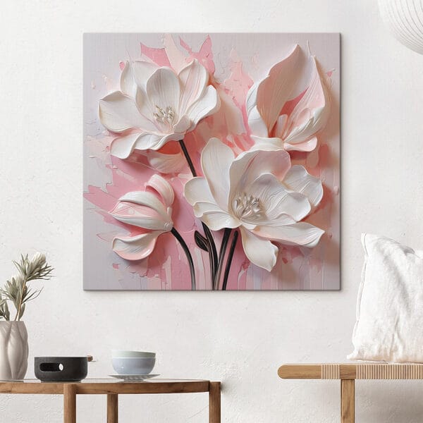 Fleurs blanches sur fond rose Fleurs blanches sur fond rose