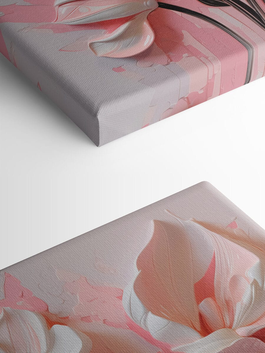 Fleurs blanches sur fond rose