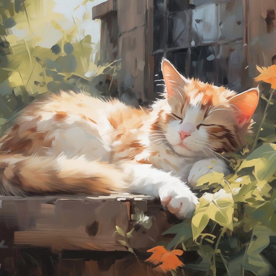 Chat couché sur une corniche