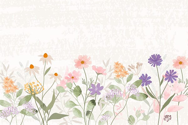 Rangée de fleurs avec feuilles Rangée de fleurs avec feuilles