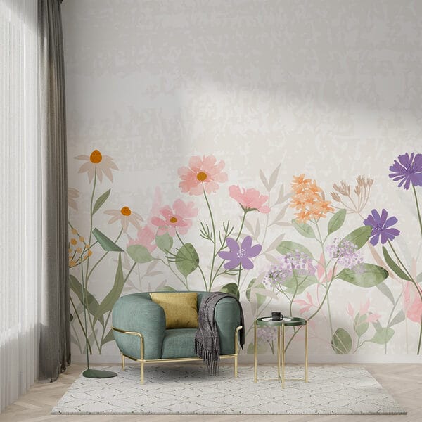 Rangée de fleurs avec feuilles Rangée de fleurs avec feuilles