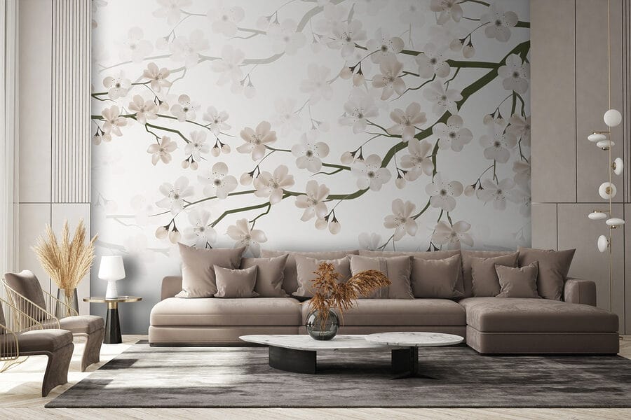 Fleurs blanches sur une branche Fleurs blanches sur une branche
