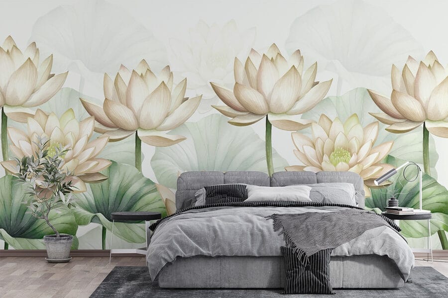 Groupe de fleurs blanches avec des feuilles vertes Groupe de fleurs blanches avec des feuilles vertes