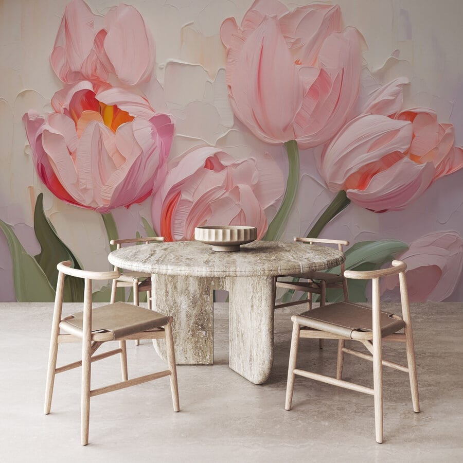 Peinture de fleurs roses